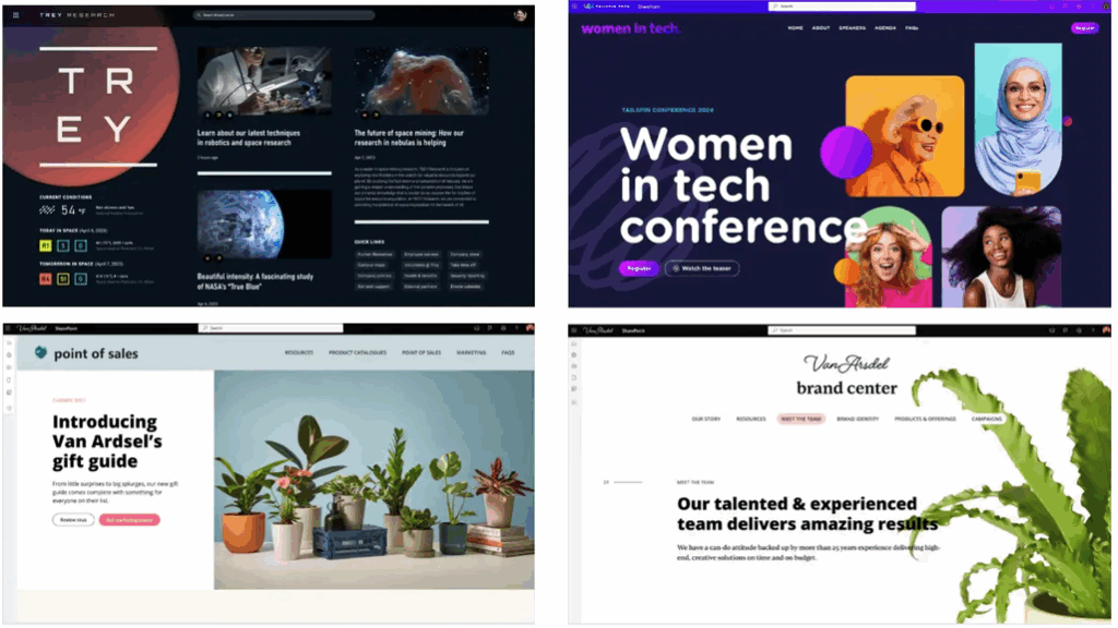 Examples of homepages using SharePoint's Flexible Layouts